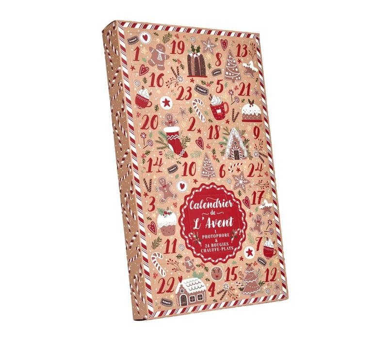 Calendrier De L'avent Bougies et Photophore "ginger" 37cm Marron