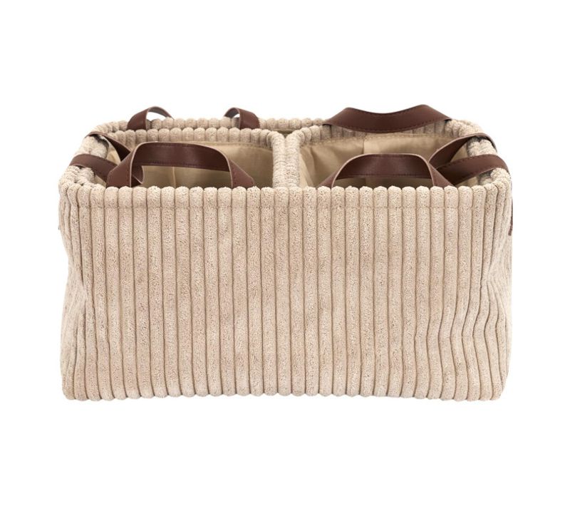 Lot De 3 Paniers De Rangement "velours Côtelé" 36cm Taupe