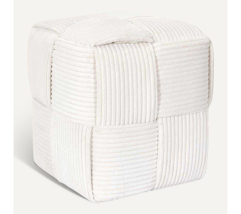 Pouf En Tissu Côtelé Tressé Scott Beige