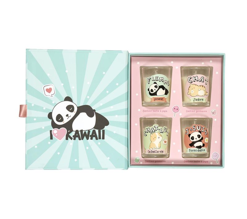 Coffret 4 Bougies Parfumées "kawaii" 19cm Guimauve