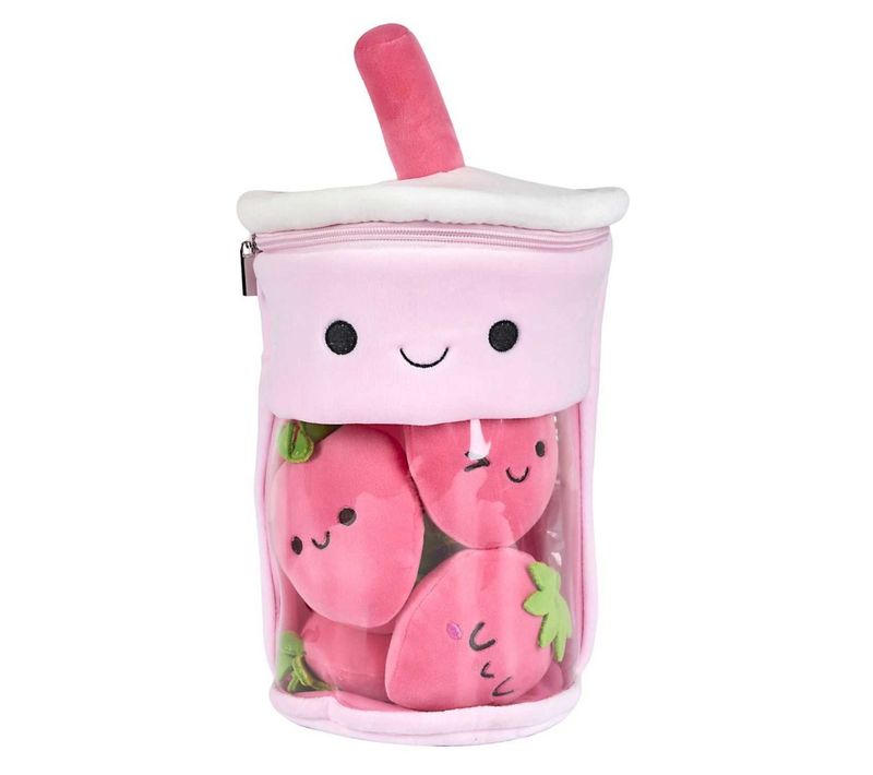 Peluche Enfant Bubble Tea Fraise "kawaii" 27cm Rose