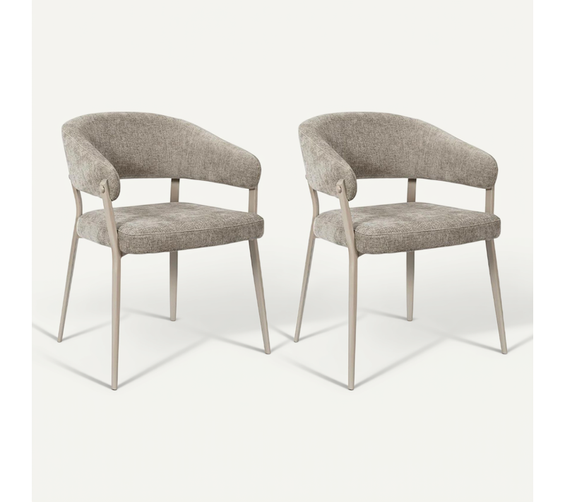 Lot De 2 Fauteuils De Table "emilia" 78cm Taupe