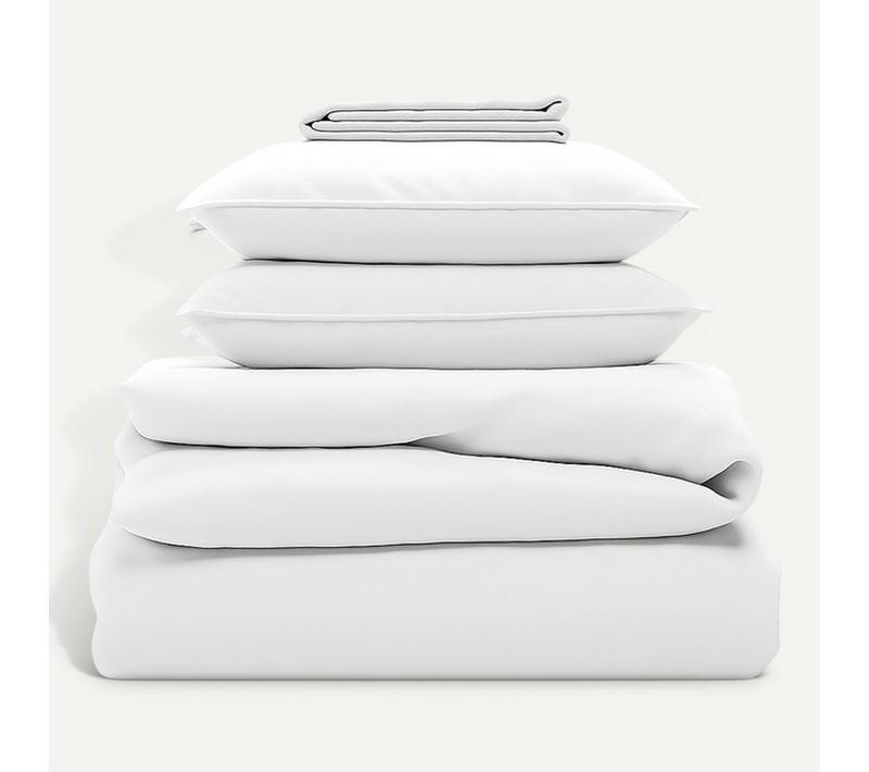 Parure 200/200 Blanc - Drap 160/200 + 2 Taies Oreiller 60/60 Cm