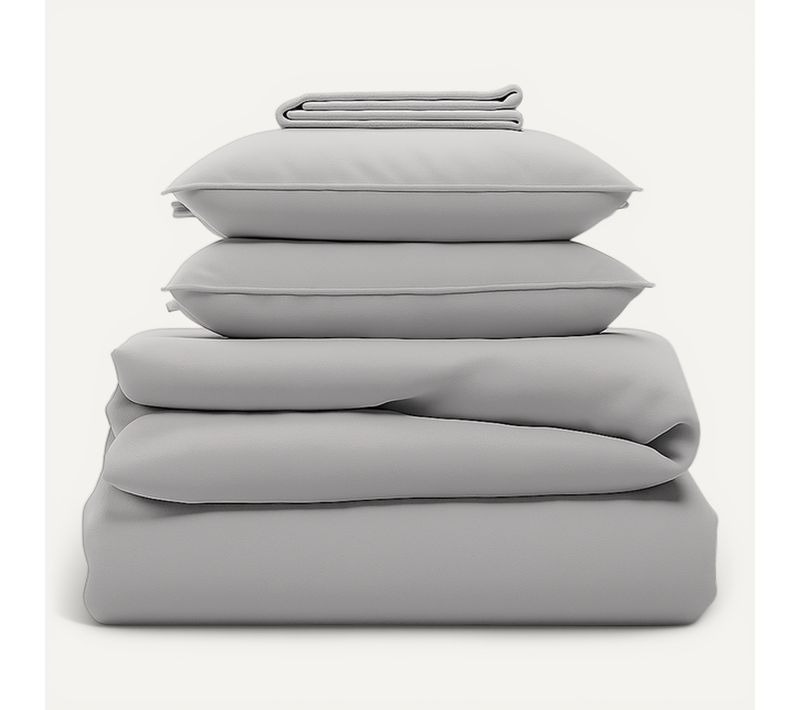 Parure 200/200 Gris Clair - Drap 160/200 + 2 Taies Oreiller 60/60 Cm