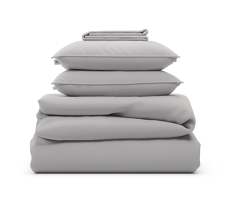 Parure 220/240 Gris Clair - Drap 160/200 + 2 Taies Oreiller 50/70 Cm