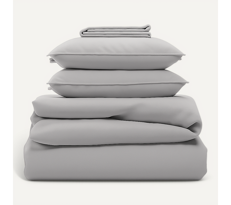 Parure 240/260 Gris Clair - Drap 180/200 + 2 Taies Oreiller 50/70 Cm