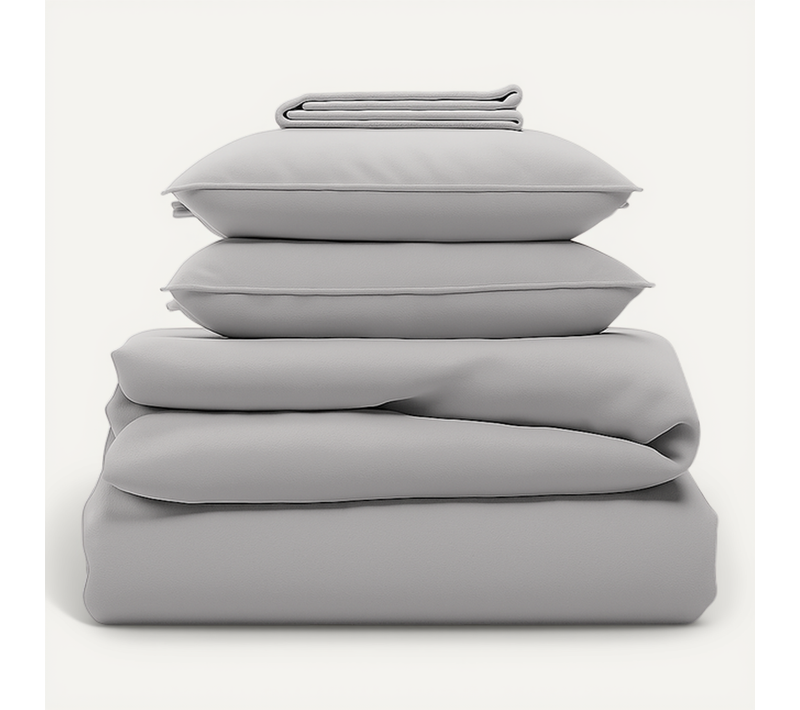 Parure 240/260 Gris Clair - Drap 180/200 + 2 Taies Oreiller 60/60 Cm