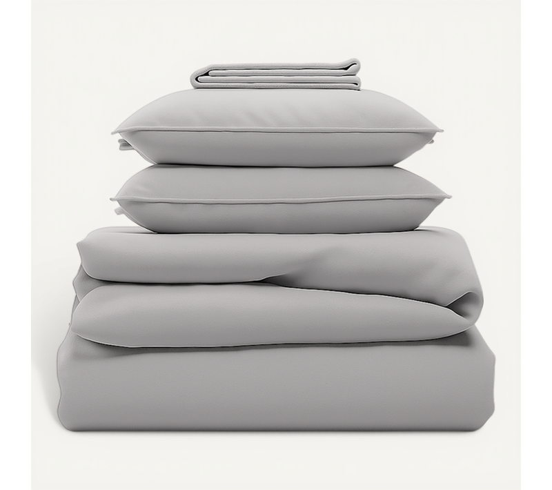 Parure 240/260 Gris Clair - Drap 200/200 + 2 Taies Oreiller 60/60 Cm