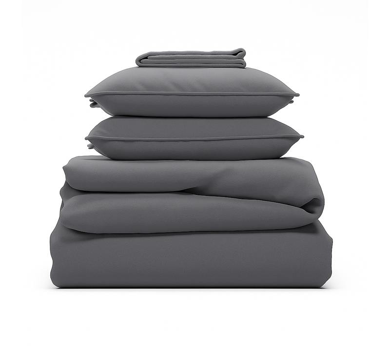 Parure 200/200 Gris Foncé - Drap 140/200 + 2 Taies Oreiller 50/70 Cm