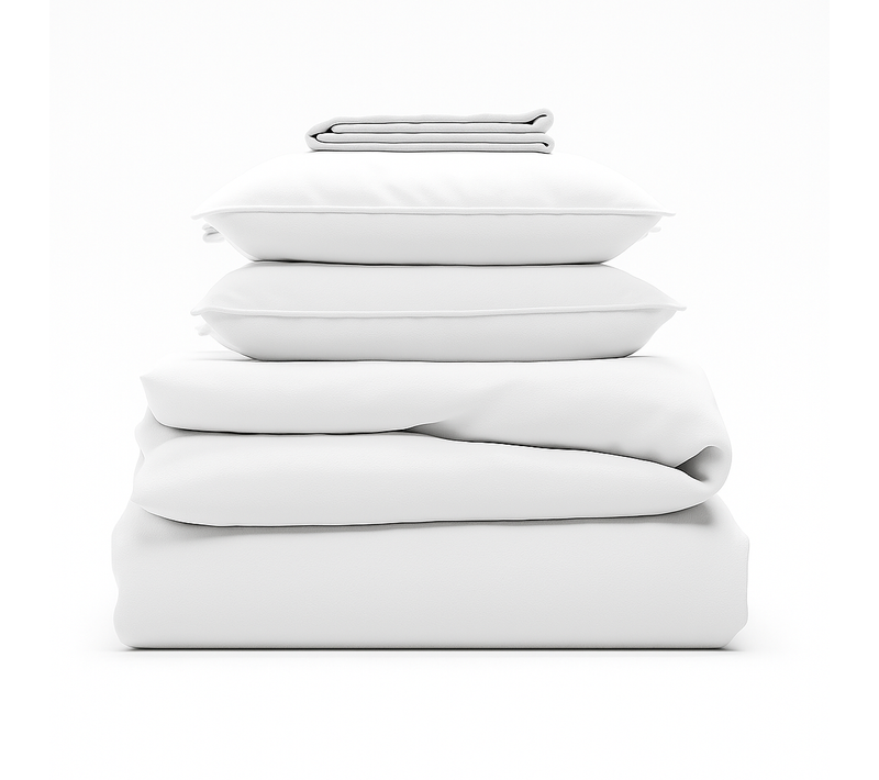 Parure Coton 200/200 Blanc - Drap 160/200 + 2 Taies Oreiller 50/70 Cm