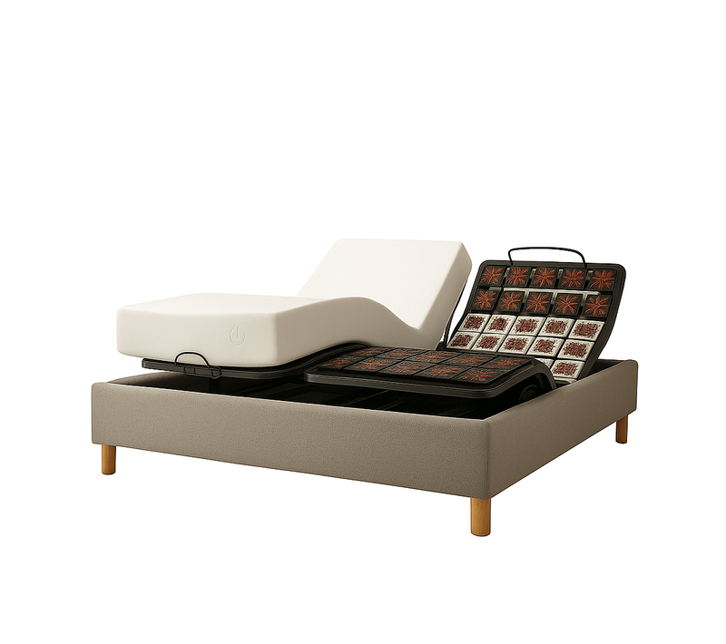 Pack Lit Électrique Matelas 90x190 - Gris - Sommier Relaxation+contour Lit Bouclette+matelas