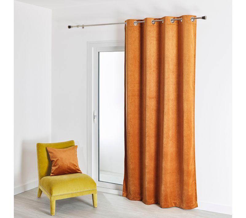 Rideau En Velours Feutré Uni - 135x260 Cm - Tabac