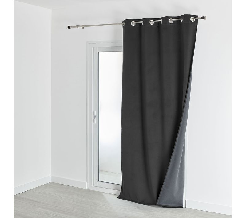 Rideau Isolant Et Occultant En Velours Doublé Polaire - 135x280 Cm - Gris Anthracite