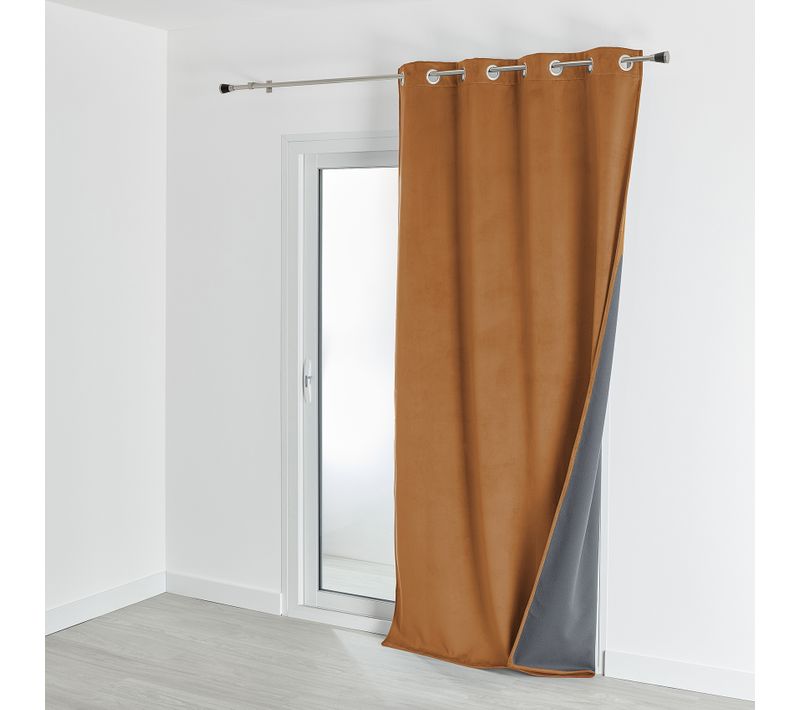 Rideau Isolant Et Occultant En Velours Doublé Polaire - 135x280 Cm - Marron Clair