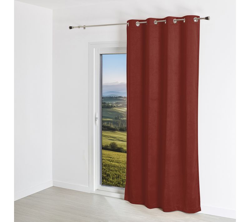 Rideau Uni Suédine - Effet Daim - 140x260 Cm - Terracotta