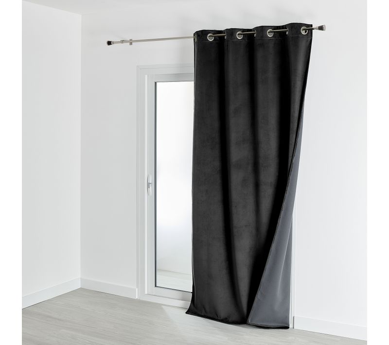 Rideau Isolant Et Occultant En Velours Doublé Polaire - 135x280 Cm - Noir