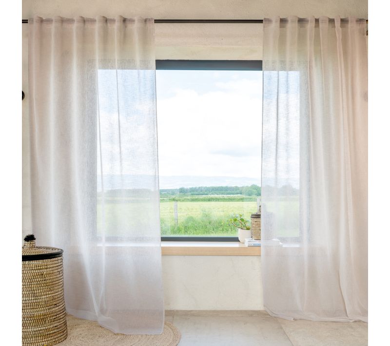 Voilage Passants Cachés - Effet Lin - 140x260 Cm - Naturel