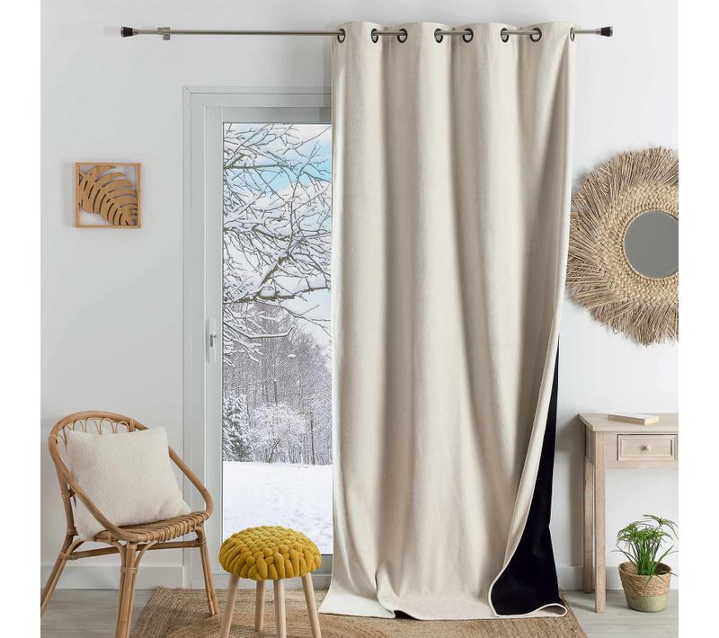 Rideau Thermique Phonique Et Semi Occultant Konfor - 140x300 Cm - Blanc Cassé