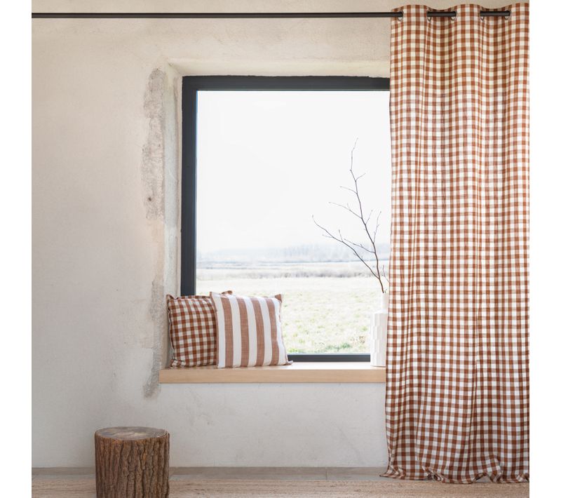 Rideau 100% Coton Vichy Lourmarin - 140x260 Cm - Terracotta