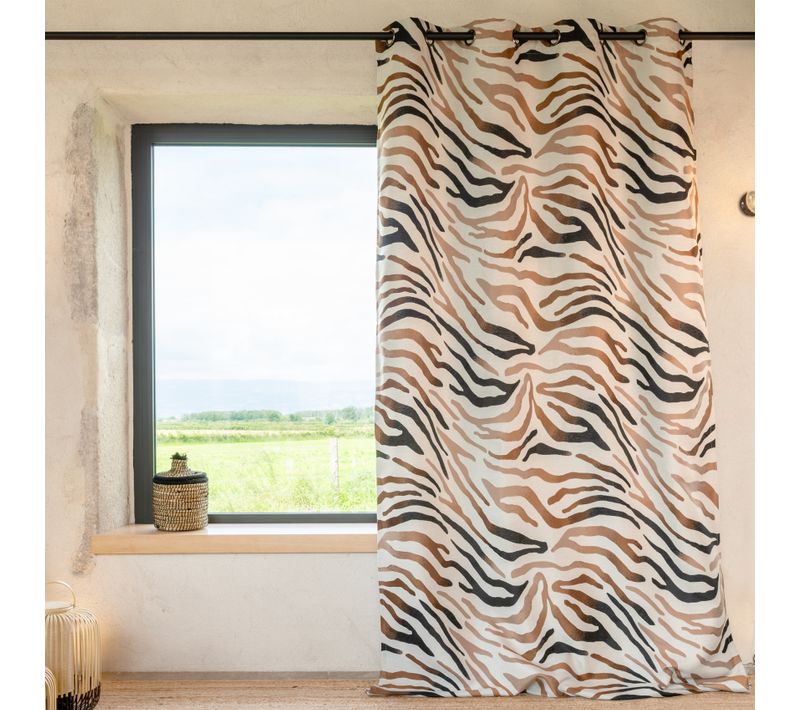 Rideau Motif Zèbre Dégradé - 140x260 Cm - Jaune Ocre