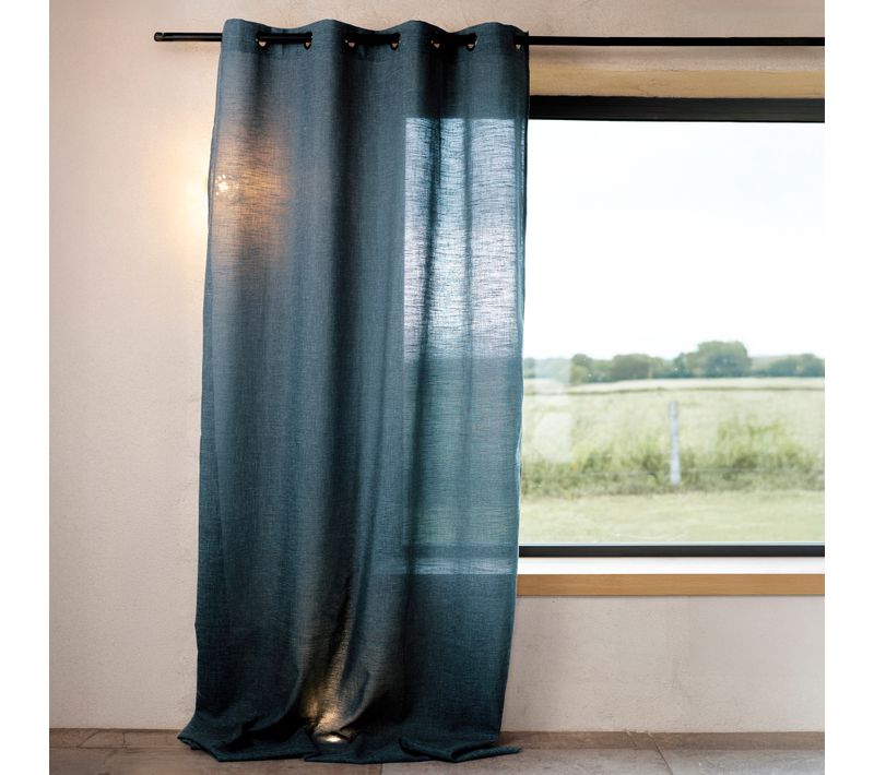 Rideau Poly-lin à Oeillets - 160x240 Cm - Bleu