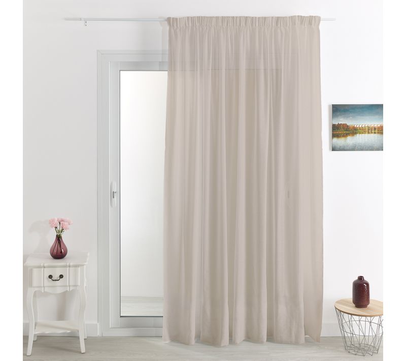Voilage Tamisant À Galon Fronceur - 160x240 Cm - Lin