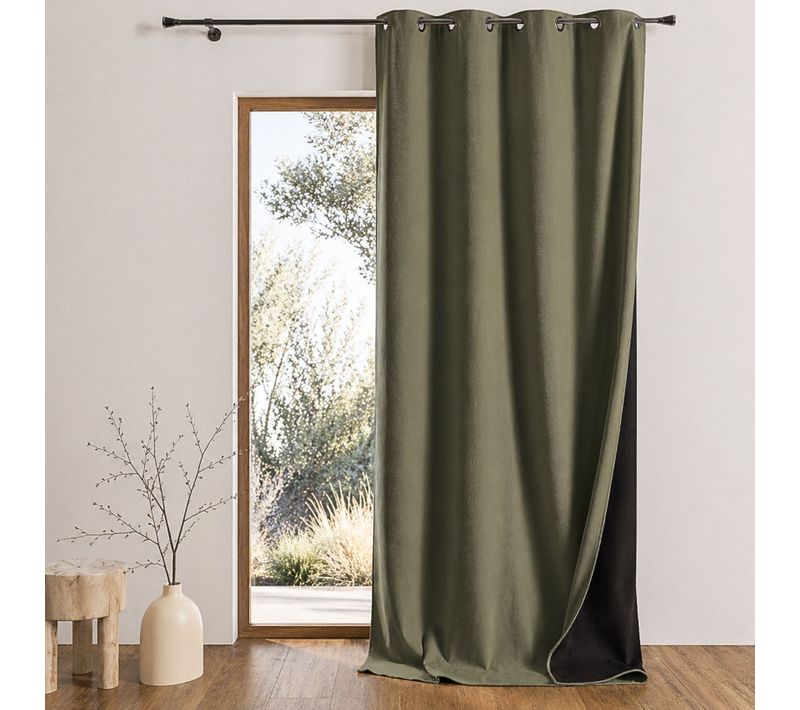 Rideau Thermique Phonique Et Semi Occultant Konfor - 140x180 Cm - Kaki