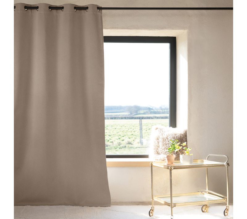 Rideau 100% Occultant Thermique Phonique Chiné - 240x260 Cm - Taupe