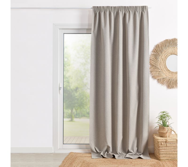 Rideau 100% Occultant Double Face Galon Fronceur - 135x260 Cm - Taupe