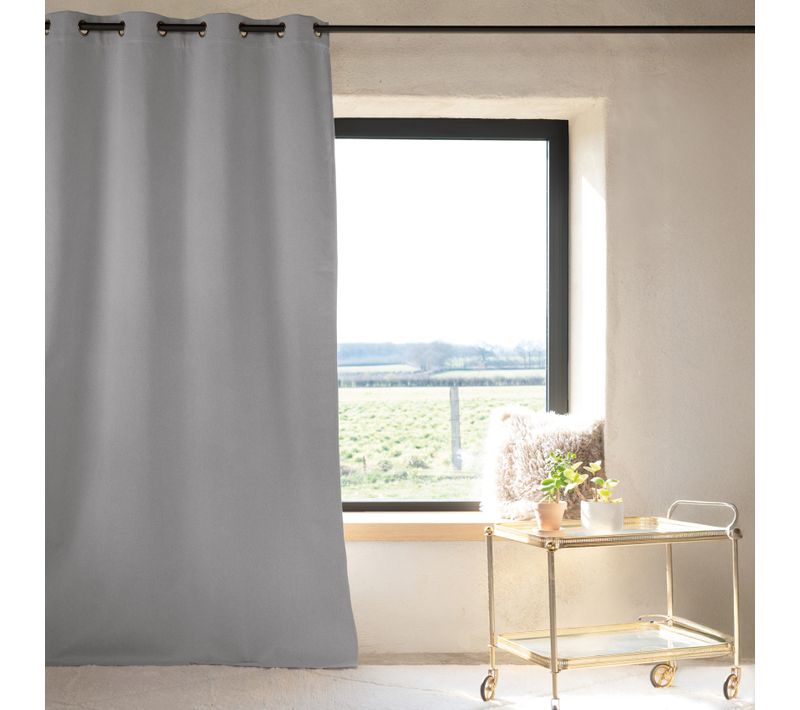 Rideau 100% Occultant Thermique Phonique Chiné - 240x260 Cm - Gris Clair