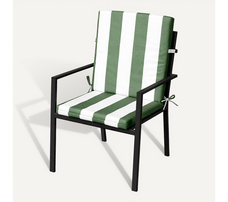 Coussin De Fauteuil Assise Et Dossier Imperméable à Rayures Arcachon - 40x90 Cm - Vert Olive