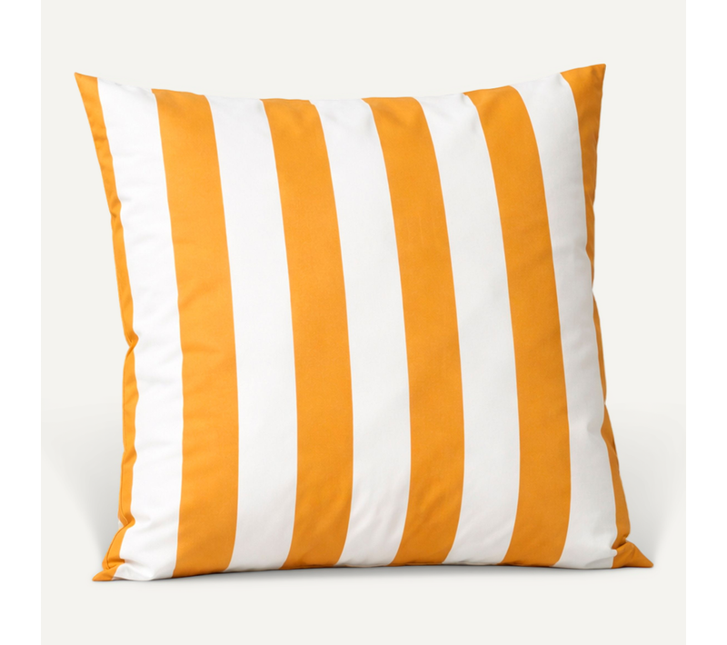 Coussin Imperméable Déhoussable à Rayures Arcachon - 70x70 Cm - Jaune