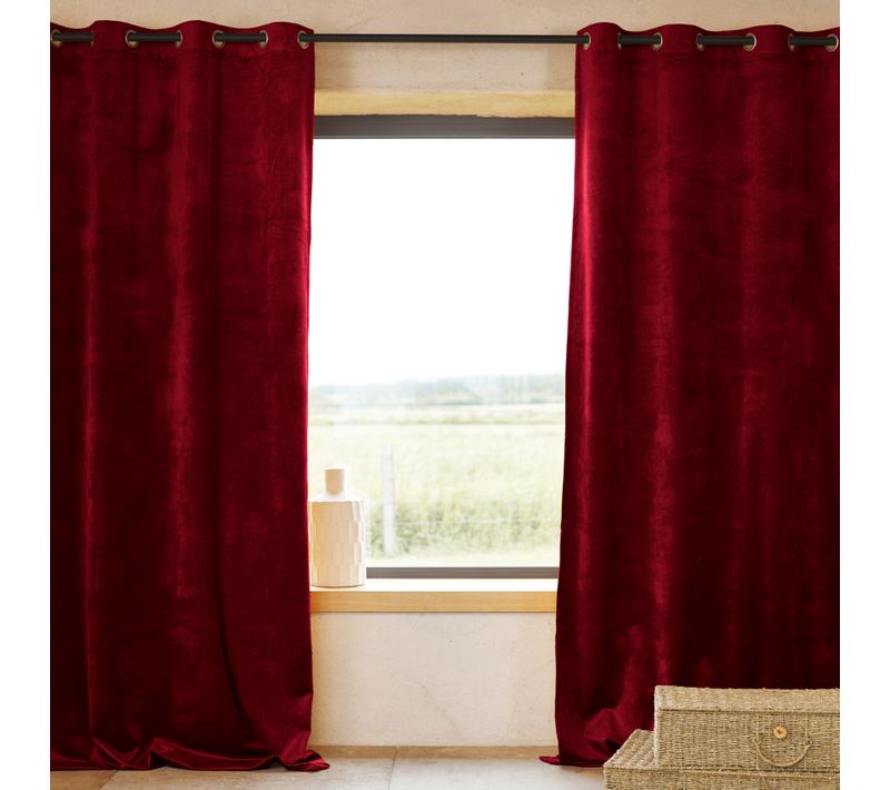 Rideau Ignifugé M1 En Velours Premium - 140x260 Cm - Bordeaux