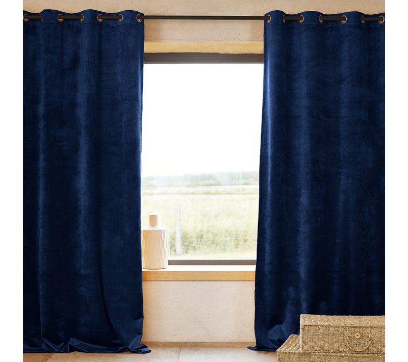 Rideau Ignifugé M1 En Velours Premium - 140x260 Cm - Bleu Marine