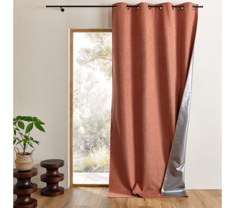 Rideau Thermique Occultant à Oeillets Et Réflecteur De Chaleur - 140x260 Cm - Terracotta