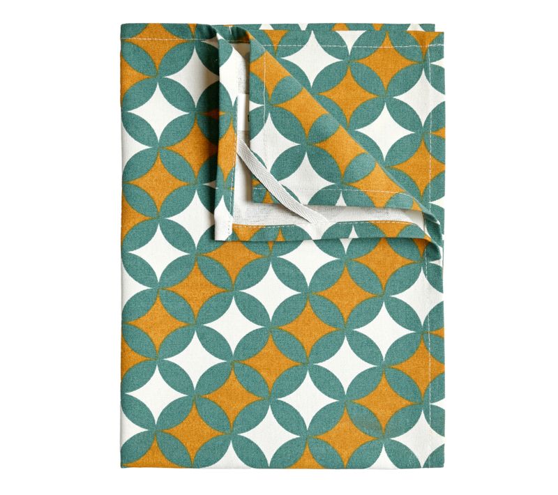 Torchons De Cuisine Motifs Graphiques En Coton - 45x65 Cm - Vert