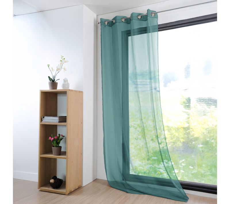 Voilage Uni Et Léger - 135x260 Cm - Vert Emeraude