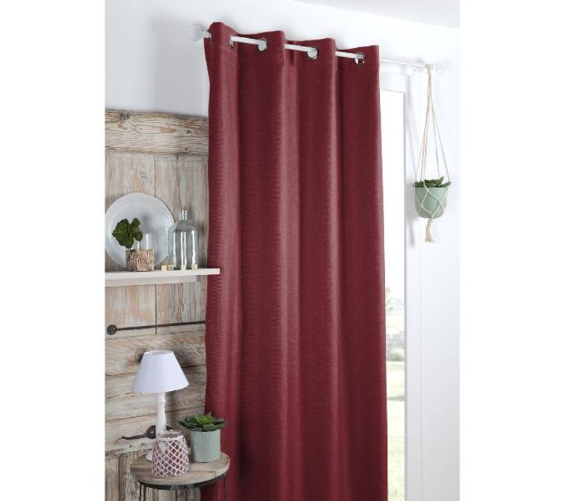 Rideau Occultant Uni Rouge, 140x260cm, 100% Polyester, Prêt à Poser