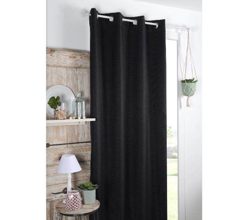 Rideau Occultant Uni Tramé - 140x260 Cm - Noir