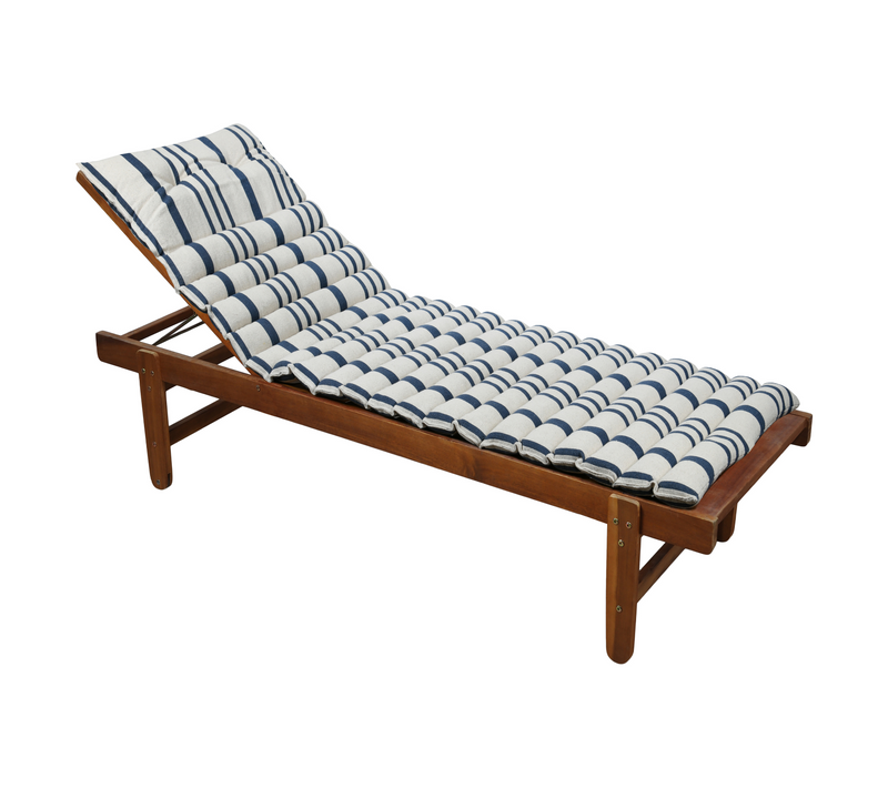 Matelas Bain De Soleil Extérieur à Rayures - 180x60 Cm - Bleu