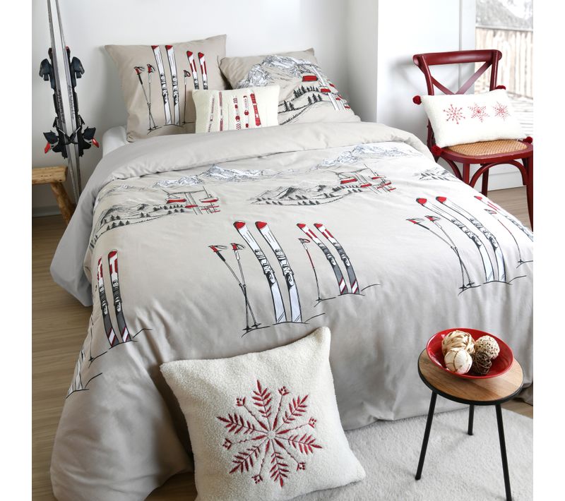 Parure De Lit Ski Montagne - 240x220 Cm - Naturel