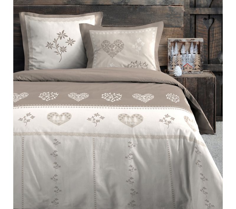 Parure De Lit Style Montagne Chaleureuse - 240x220 Cm - Naturel