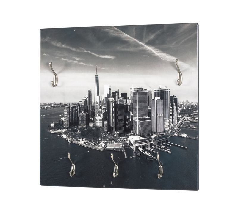 Garderobe Murale Motif Skyline - 60 X 8 X 60 Cm