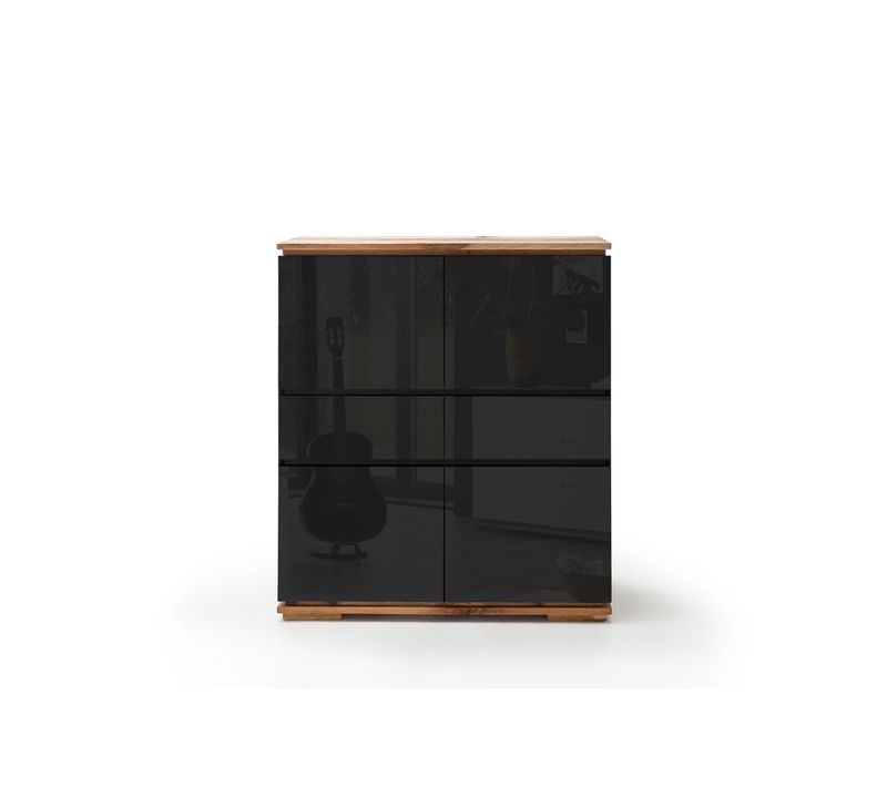 Commode En Laqué Noir Brillant - L102 X H115 X P40 Cm