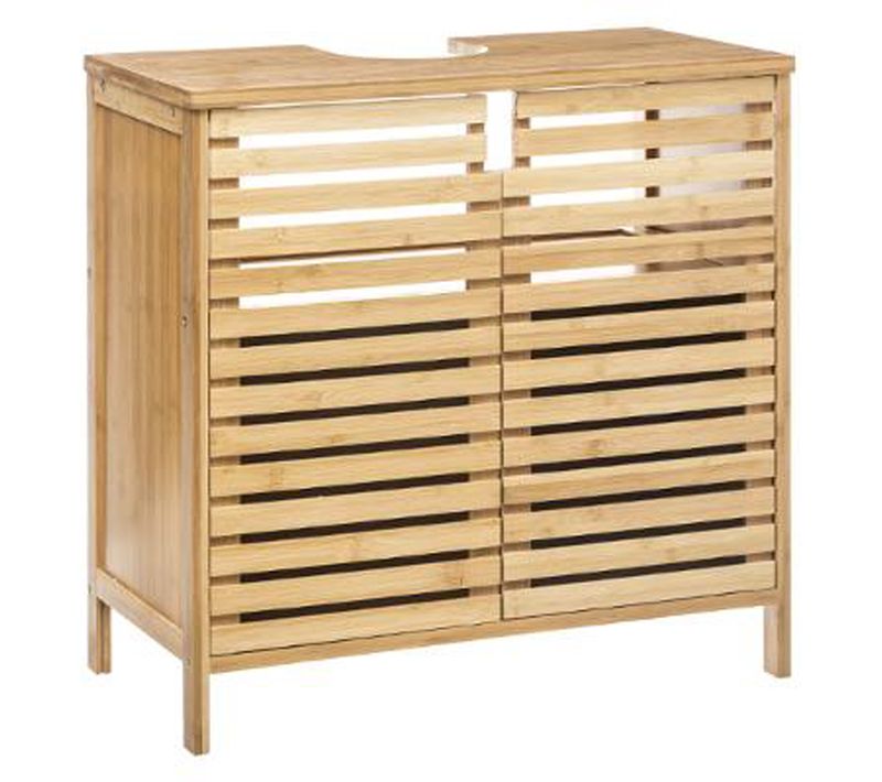 Meuble Lavabo En Bambou - Dim : L. 60 X P. 28 X H. 58.5 Cm