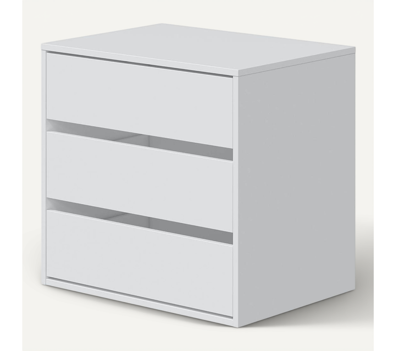 Commode Avec 3 Tiroirs Coloris Blanc - Hauteur 56 X Largeur 60 X Profondeur 44 Cm