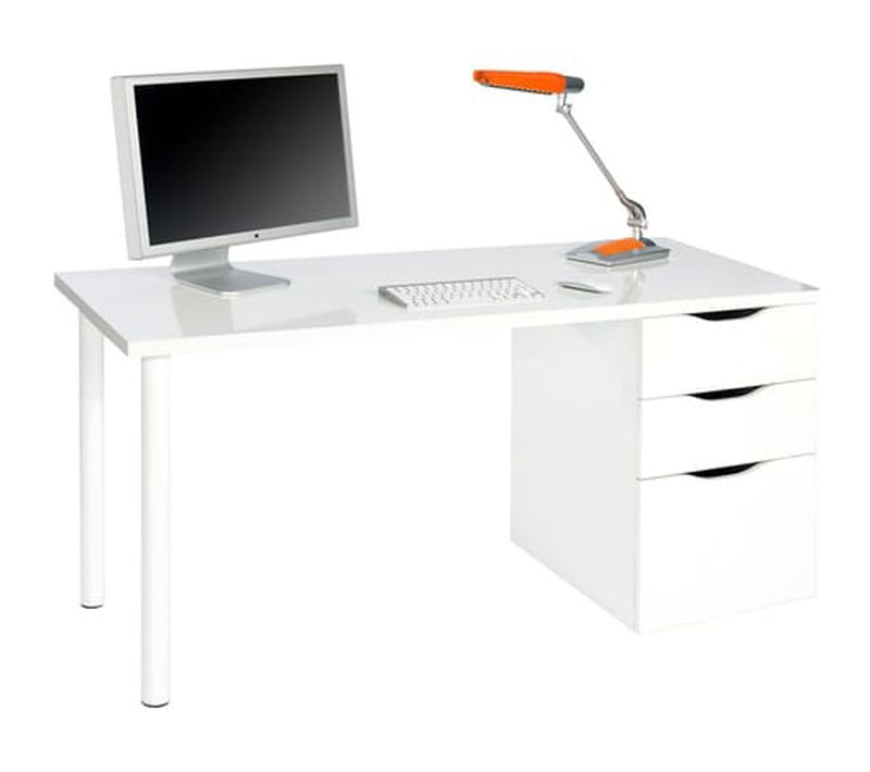 Bureau Réversible table d'ordinateur Avec Tiroir Coloris Blanc Artic - 74 X 138 X 60 Cm