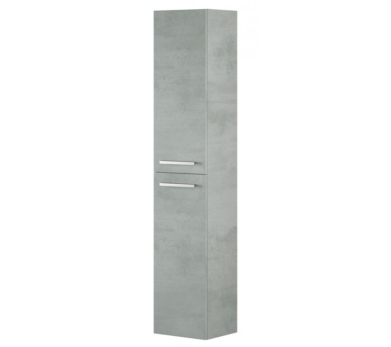 Colonne Salle De Bain Suspendue Avec 2 Portes Décor Béton - 150 X 30 X 25 Cm