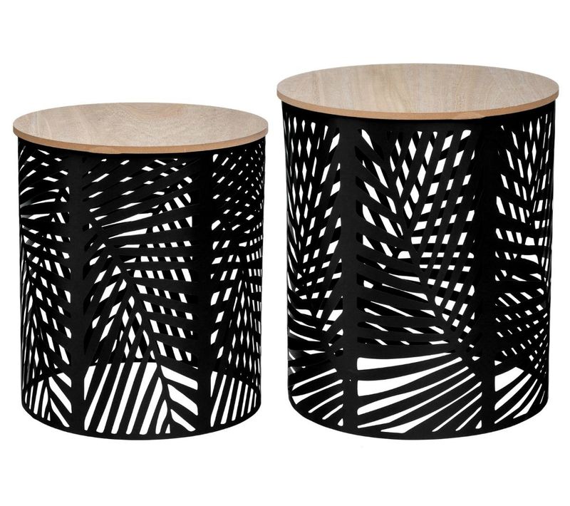 Lot De 2 Tables À Café Feuilles Noires