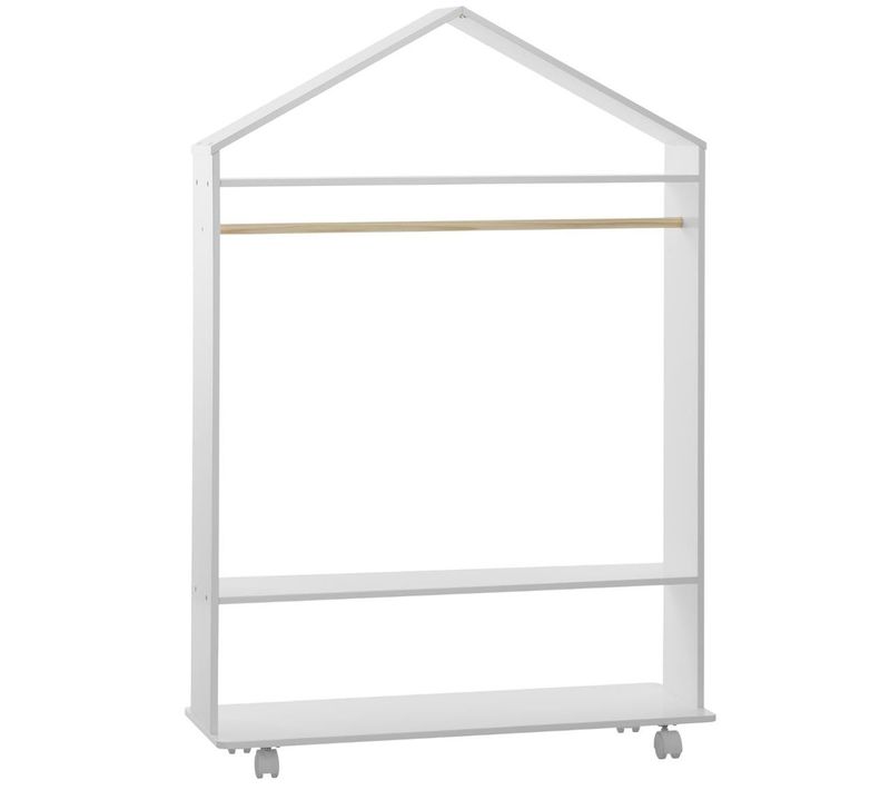 Penderie Enfant à Roulettes Coloris Blanc - L.80,5 X L.36 X H.120 Cm